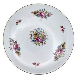 Vintage Royal Worcester Fine Bone China Floral Cake Plate Gold Trim England